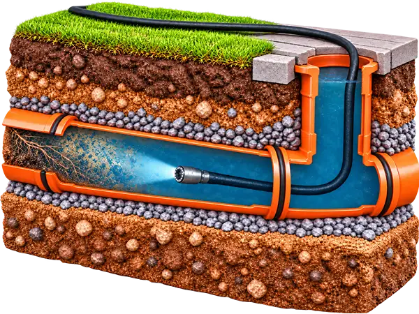 CCTV Drain Survey Cutaway Illustration