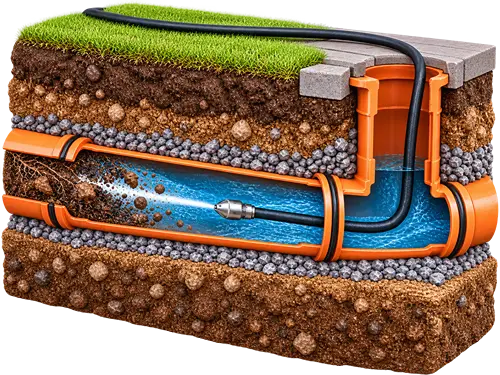Drain Jetting Cutaway Illustration