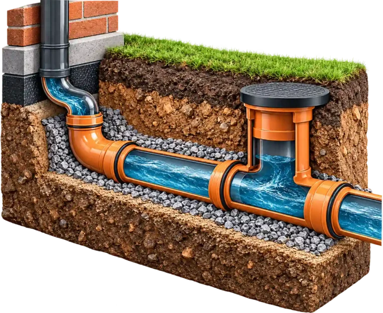 Drainage Installation Cutaway Illustration