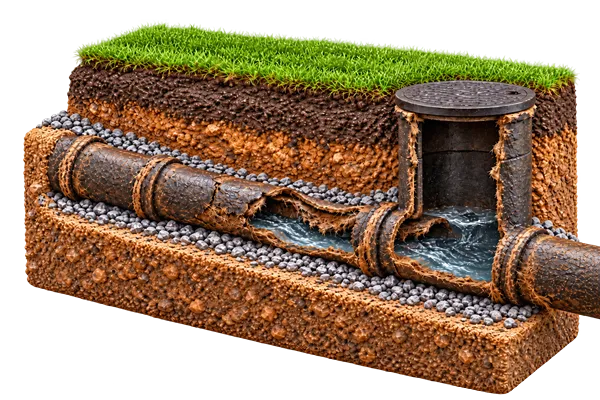 Pitch Fibre Drain Cutaway Illustration