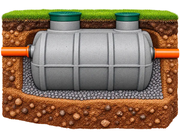 Septic Tank Installation Cutaway Illustration